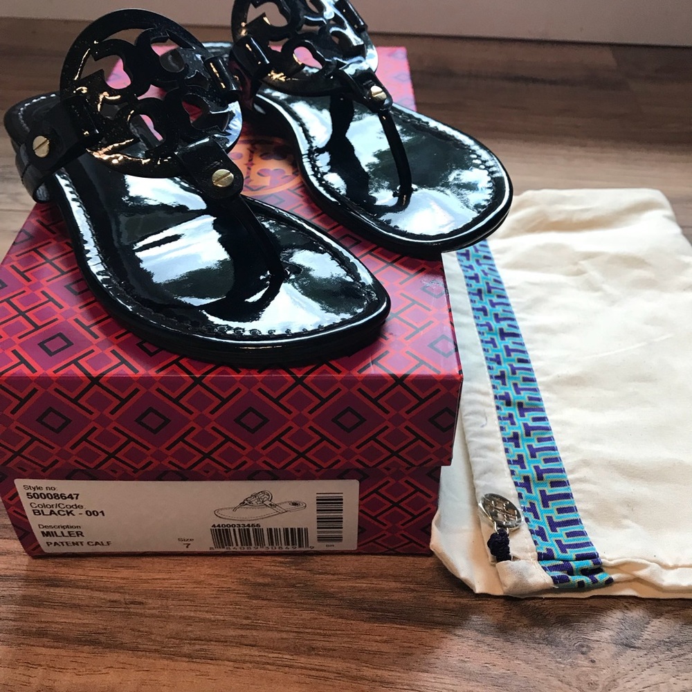 Tory Burch Miller Black Patent Leather sandal